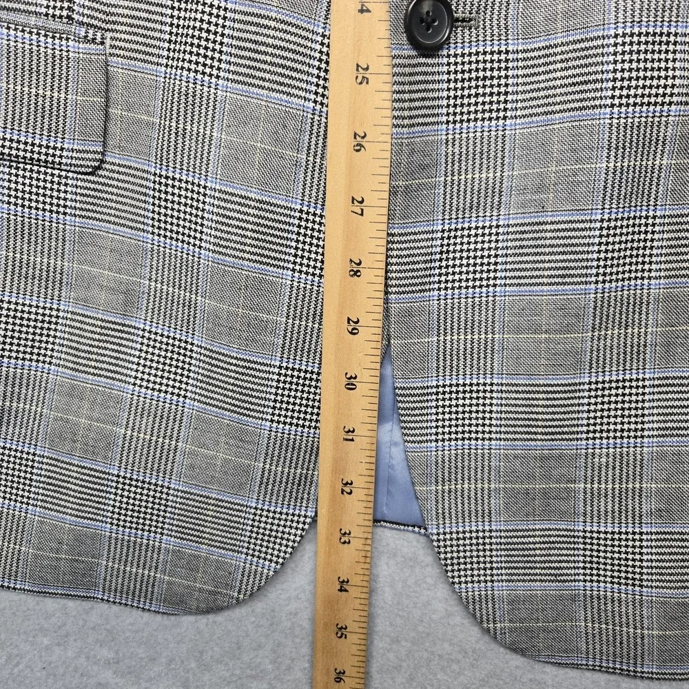 TravelSmith Blazer Mens Large Gray Plaid 2 Button Sport‎ Coat Jacket Classic Fit